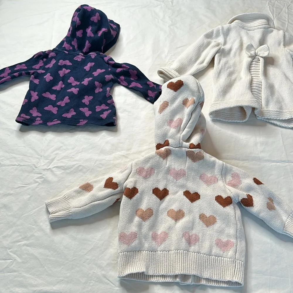 Old Navy Purple and White Hoodies for Cozy Comfort. Size 6-12 months. Butterfly
